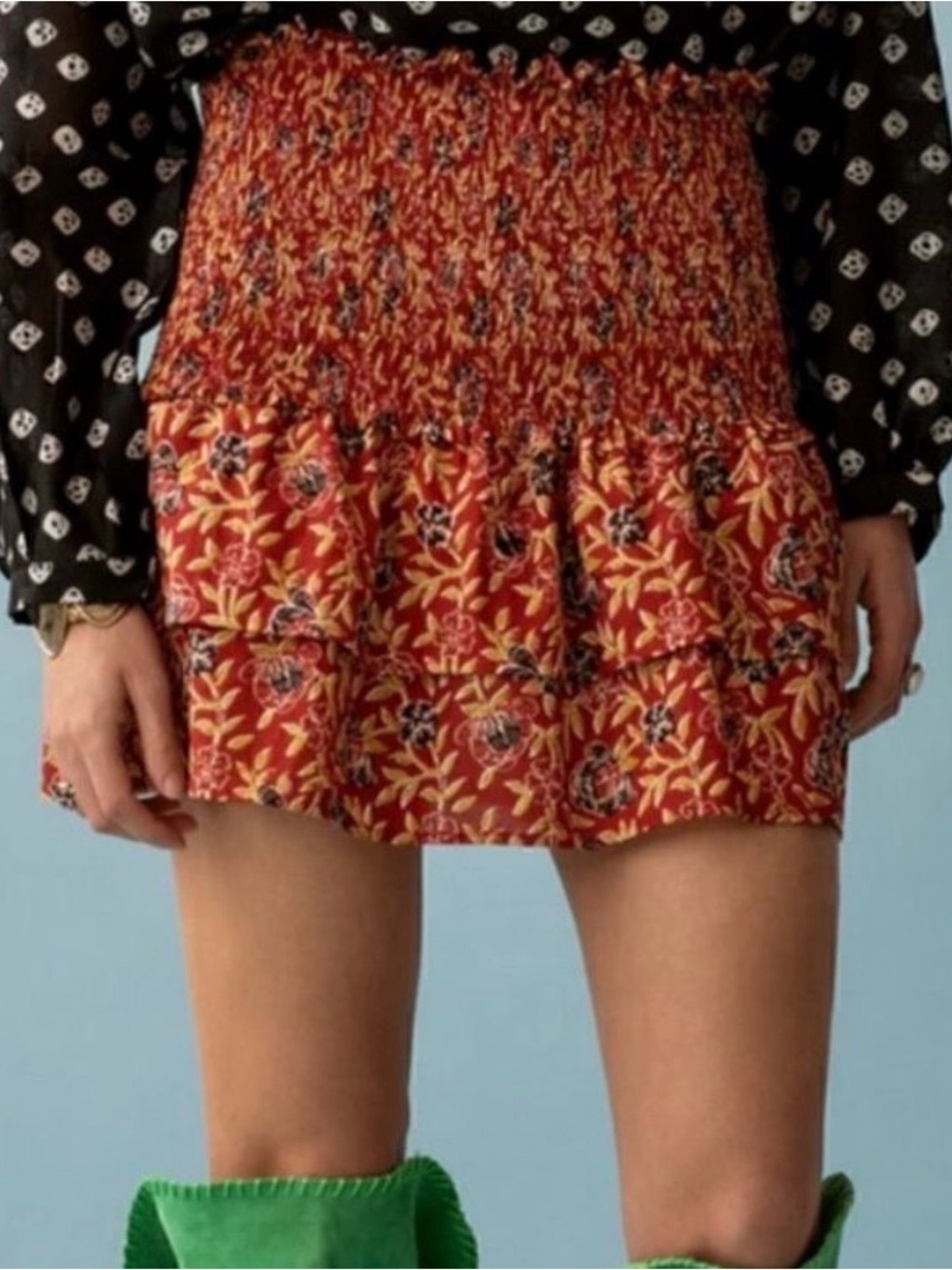 Alix of Bohemia Maria Carnelian Ruffle Skirt NWT